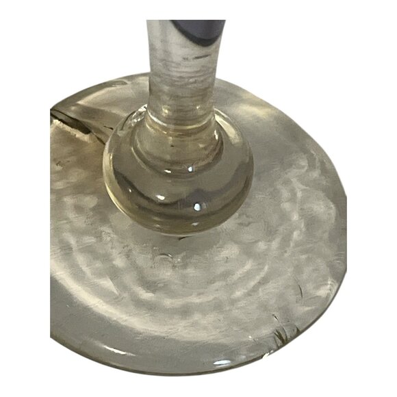 Handmade Jackie Brillard Signed Art Glass Goblet – 1998 – Purple Bowl & Clear Ba - Picture 7 of 7